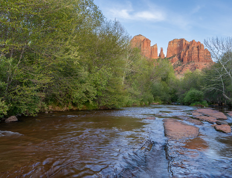 Oak Creek in the foreground, Cathedral Rock in the background, Sedona, Arizona.  Photo by Bob Gwaltney.