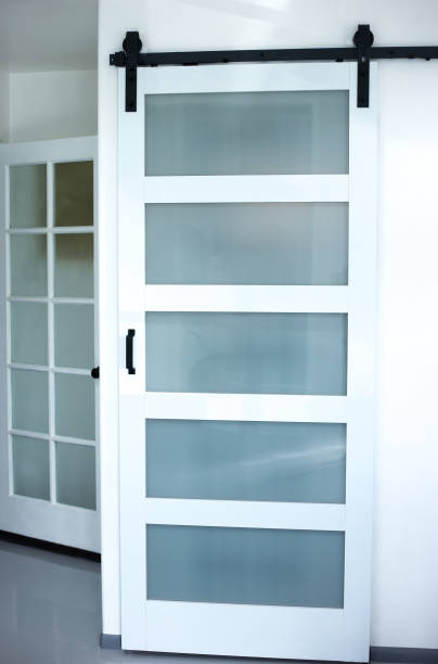 istock Interior Modern Sliding White Barn Door, Closed 1479905999
