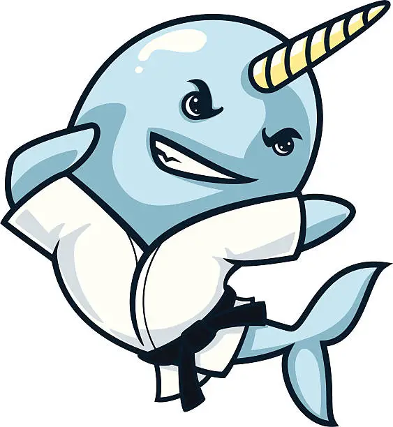 Vector illustration of Karate Narwhal