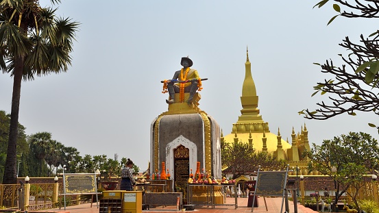 Kh'leang Pagoda is ancient, Soc Trang province, Vietnam - January 26, 2019: The daily activity of Buddha monks at Kh'leang Pagoda is ancient in Soc Trang province, Vietnam