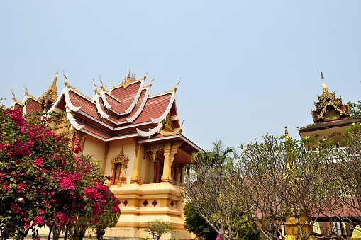 A stunning image of the Grand Palace in Bangkok, showcasing its intricate architecture and grandeur. This iconic landmark, with its golden spires and ornate details, stands as a symbol of Thai culture and history, reflecting the splendor of Thailand's royal heritage.