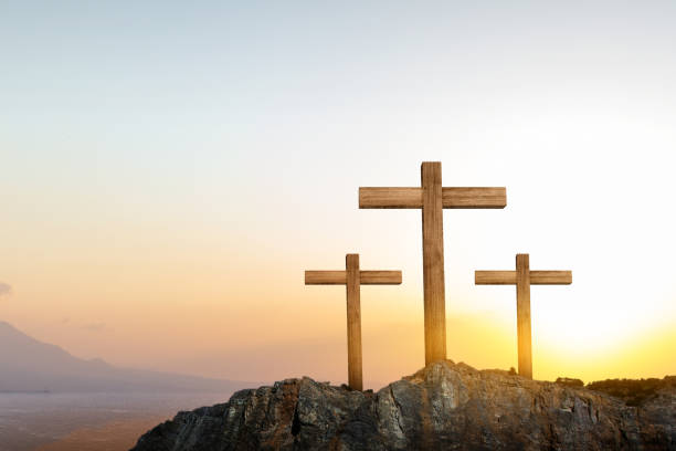 istock Christian Cross on the rock hill 1479914151