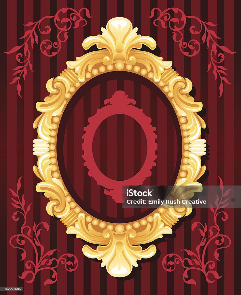 Round Gilded Frame An ornate golden frame on a gothic background for your illustrations, photos or text. Silhouette outline also included. Backgrounds stock vector