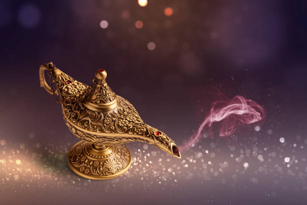 istock Golden Arabian lamp with smoke 1479916947