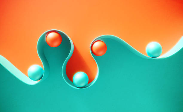 istock Spheres Separated By A Flowing Curve Over Abstract Red And Teal Colored Background 1479925556
