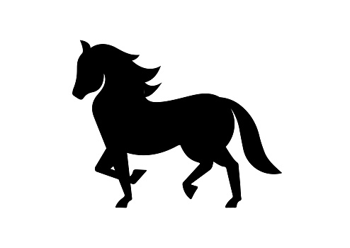 Horse Icon Flat Design Vector. Black Silhouette Of A Horse