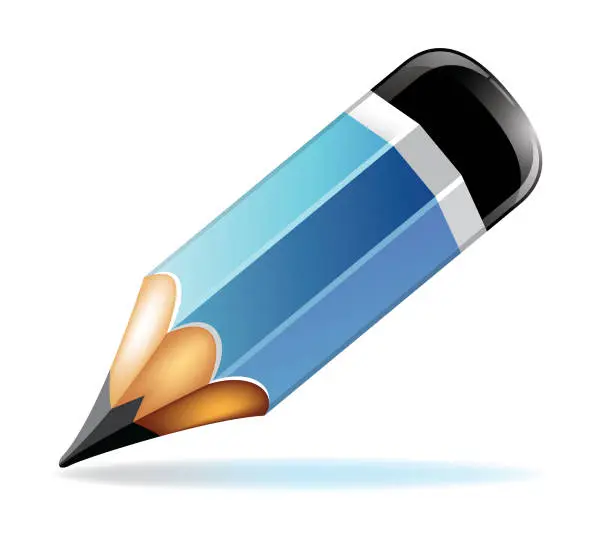 Vector illustration of Blue Graphite Pencil Icon