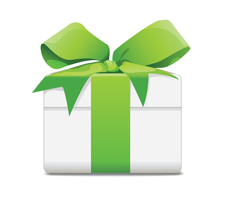 This is a vector illustration of a green gift box icon