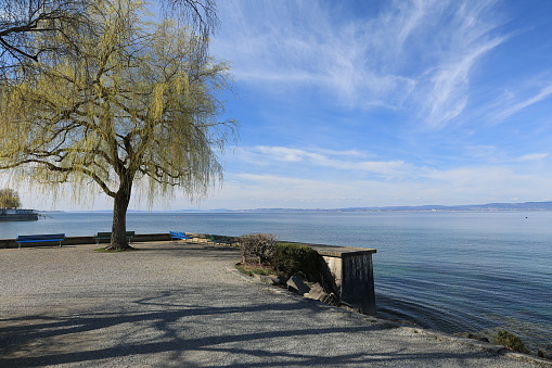 März 22, 2023, Romanshorn: Sunny spring day in Romanshorn on Lake Constance