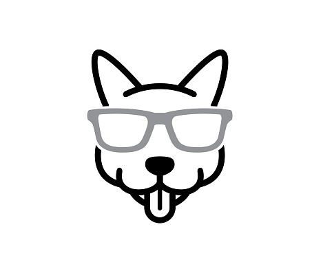 creative funny geek dog vector design icon symbol illustration