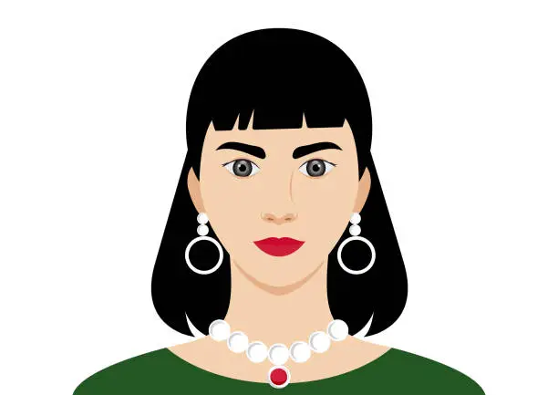 Vector illustration of Portrait of elegante cute woman on white background