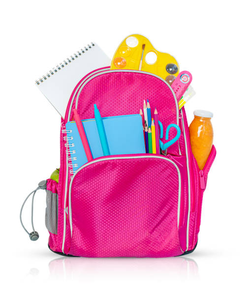 istock Pink backpack with school supplies isolated on white background with clipping path 1479944258