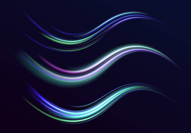 futurystyczne neonowe szlaki świetlne. - lighting equipment fiber optic abstract backgrounds stock illustrations