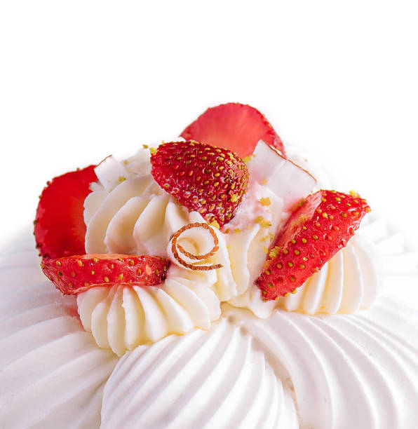 Strawberry Meringues Dessert Pavlova close up