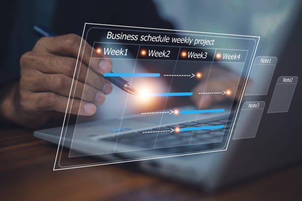 istock Businessman using computer for project business schedule by weekly, Business plan management concept 1479950909