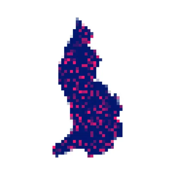 Vector illustration of Liechtenstein map in pixels on white background