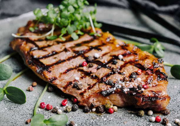 istock Fried juicy steaks with herbs and spices on plate 1479952468