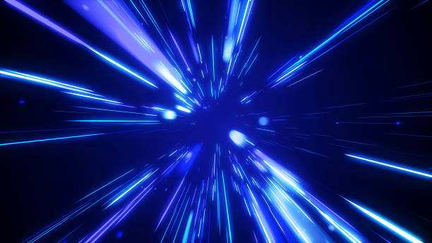 istock Blue lights speed tunnel abstract background 1479956017