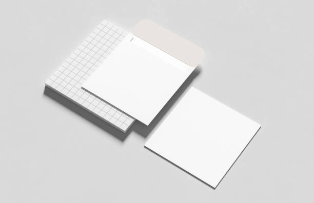 istock Square envelope and invitation mock up isolated on white background. 3D illustration. 1479957926