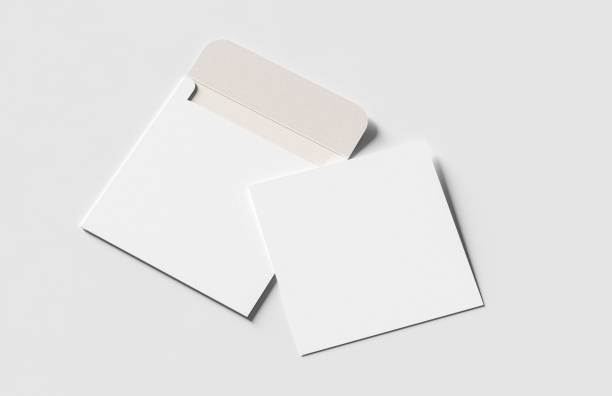 istock Square envelope and invitation mock up isolated on white background. 3D illustration. 1479957948