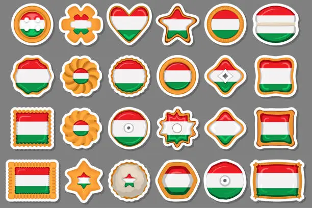 Vector illustration of Homemade cookie with flag country Hungary in tasty biscuit