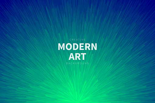 Modern and trendy background. Abstract design with lots of strokes and a beautiful color circular gradient, looking like an explosion. This illustration can be used for your design, with space for your text (colors used: Green, Blue). Vector Illustration (EPS file, well layered and grouped), wide format (3:2). Easy to edit, manipulate, resize or colorize. Vector and Jpeg file of different sizes.