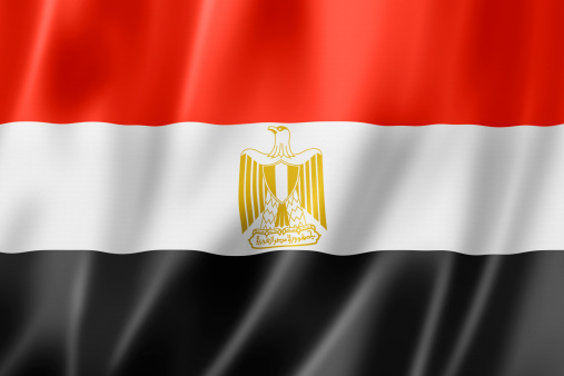 Egypt flag, three dimensional render, satin texture