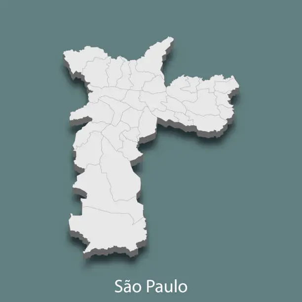 Vector illustration of 3d isometric map of Sao Paulo is a city of Brazil