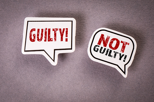 Guilty And Not Guilty Concept Law And Justice Speech Bubbles With Text Guilty And Not Guilty Concept Law And Justice Speech Bubbles With Text