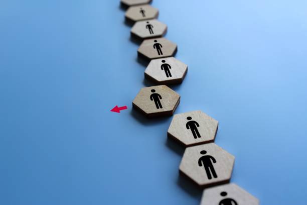 istock Wooden blocks with people icon leave the team. 1479963327