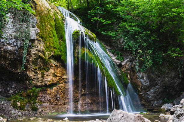 istock Beautiful waterfall in the summer forest 1479963657