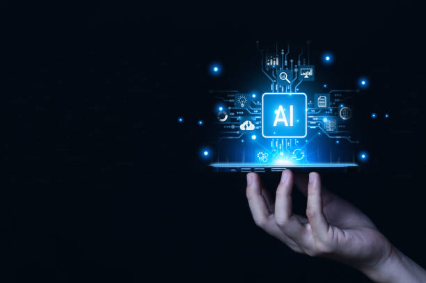 istock Businessman holding smartphone showing big data ai Digital Transformation Management icon 1479964132