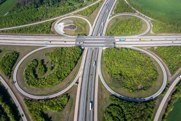 istock Aerial view of a clover leaf highway intersection 1479968201