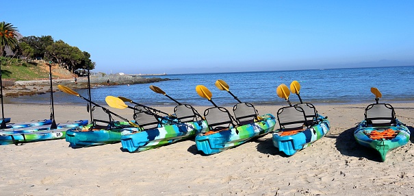 Kayaks on the beach, Cape Town South Africa