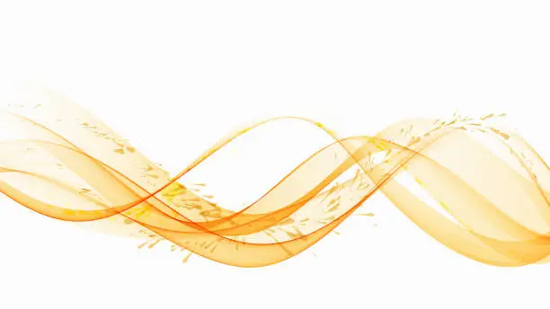 Vector illustration of Abstract wavy orange flow of wavy transparent lines with splatter effect.