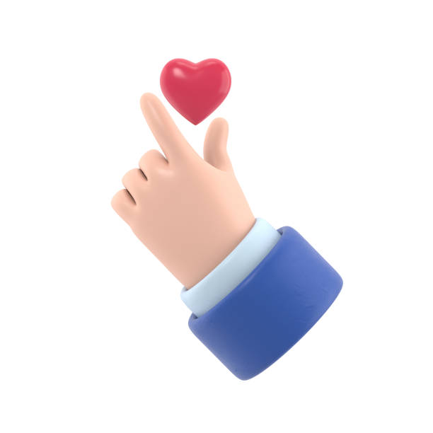 istock Cartoon Gesture Icon Mockup.Stylized Cartoon 3D Rendering Hand Gesture Represents the Finger Heart Symbol, a Message of Love.3D rendering on white background. 1479975339