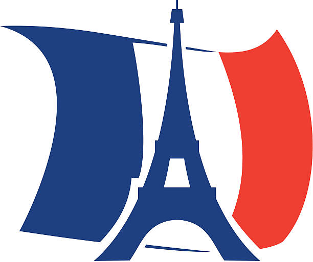 Eiffel Tower and French Flag Eiffel Tower and French Flag vector french flag stock illustrations