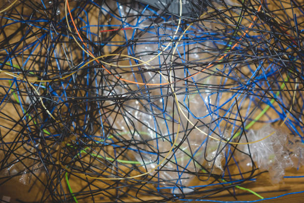 istock Old tennis racket strings in box for recycling. 1479979179