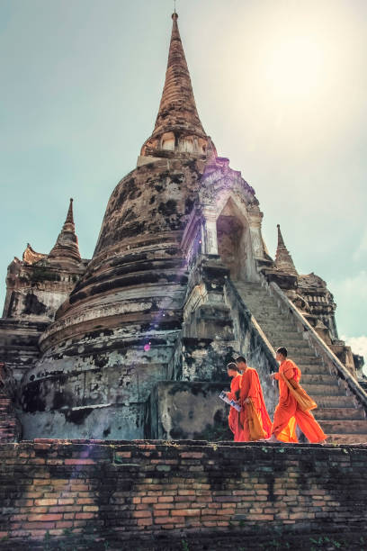 ayutthaya-tempel - thailand asia famous place stone stock-fotos und bilder