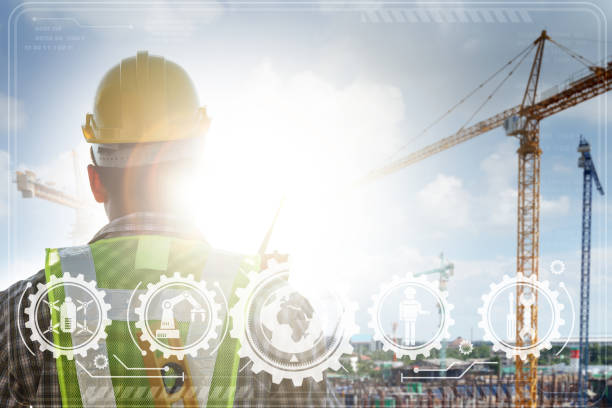 istock Engineers are working at building sites, construction site, building business project. 1479986550