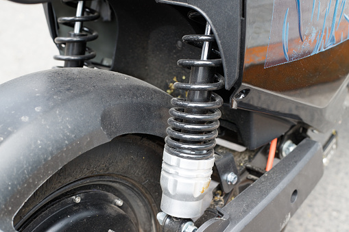 Motorcycle shock absorber close-up