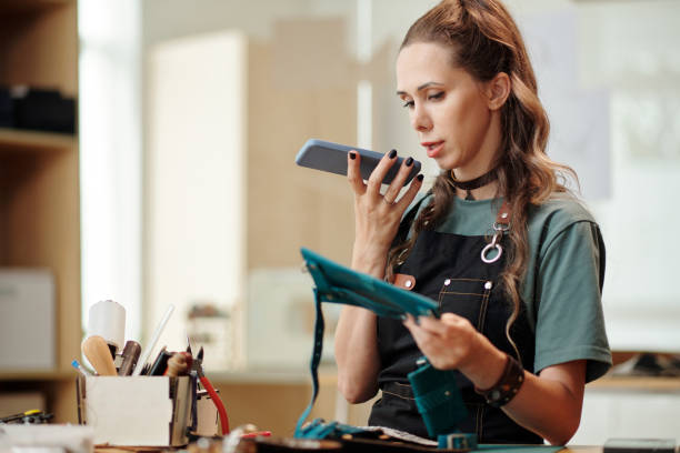 istock Craftsperson Recording Voice Message 1479989696