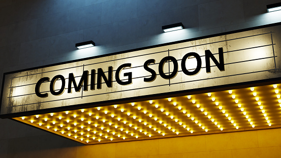 theater coming soontext background, 3d rendering