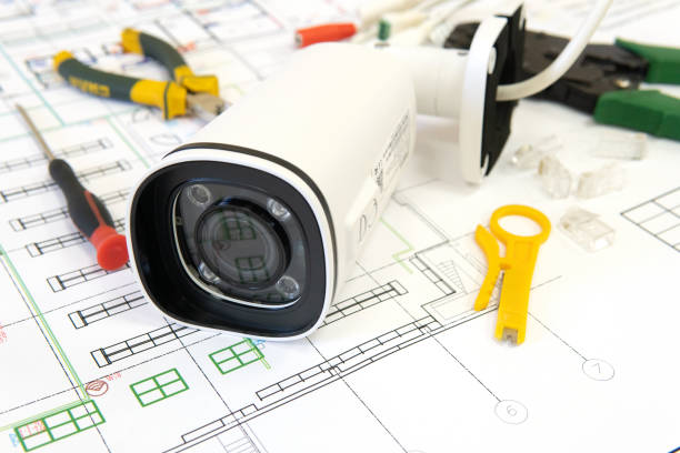 istock Security system with CCTV cameras. Equipment for video surveillance. Good for a security engineering or advertising site 1479992475