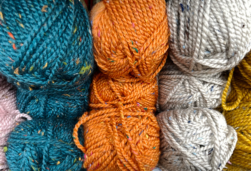 Colourful balls of wool at a shop
