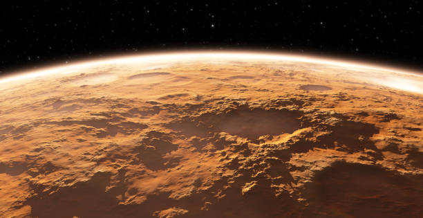 istock Mars - the red planet. Martian surface and dust in the atmosphere. 1480001977