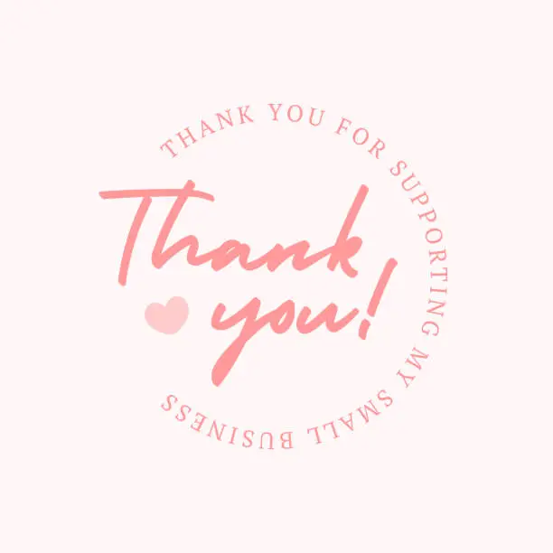 Vector illustration of Thank you pink card romantic congratulations elegant message vintage design template vector