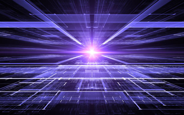 istock Abstract perspective futuristic technology background. Time warp, Cyberspace. 1480003934