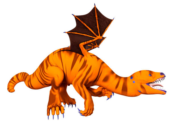 3D rendering of a fantasy dragon isolated on white background