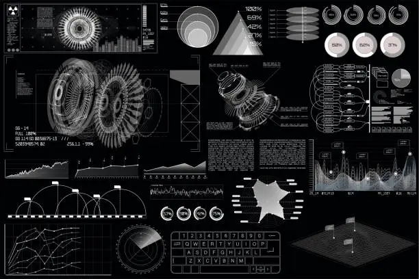 Vector illustration of HUD UI future engineering